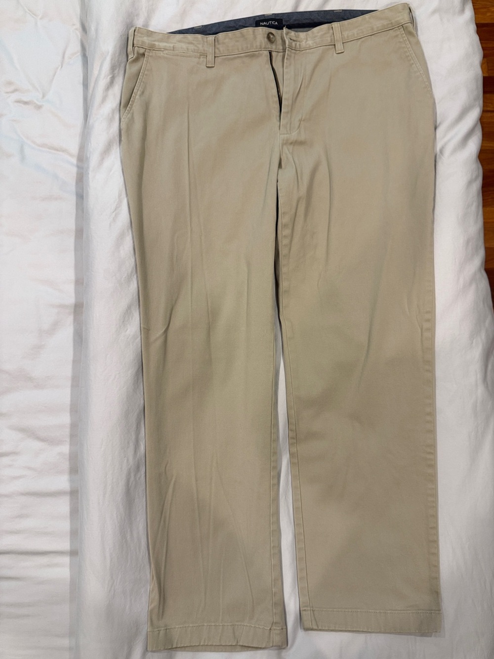 Nautica The Deck Pant Classic Fit Stretch Khaki Chinos 38W 32L